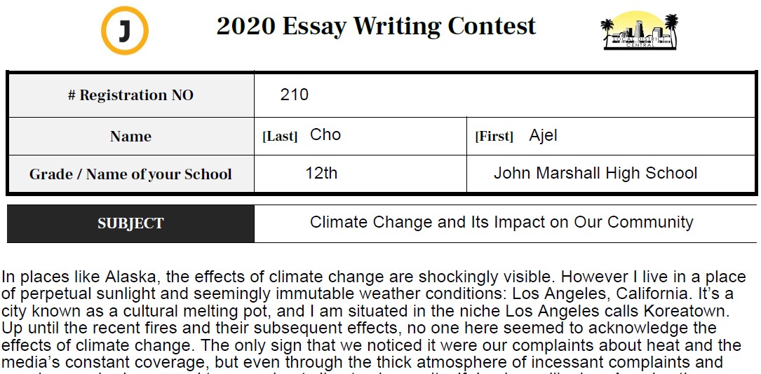 중앙일보 Essay Writing Contest 수상자 발표
