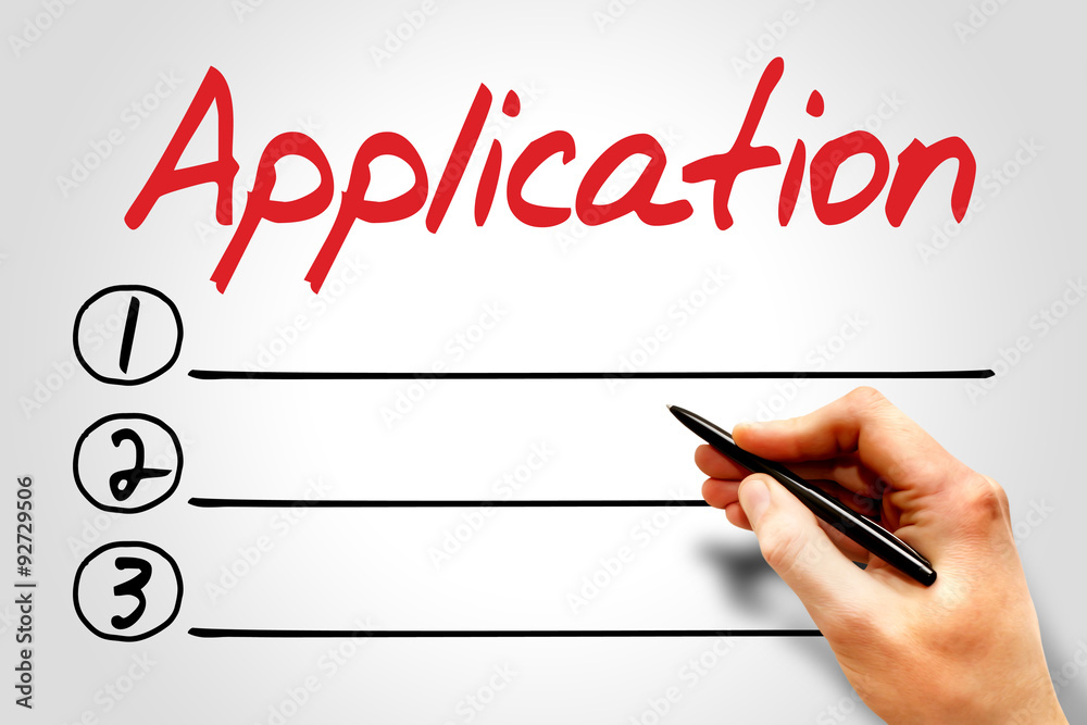 Application blank list, business concept