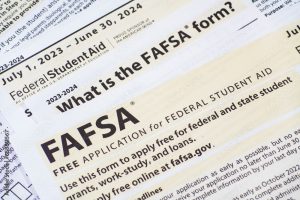 Close up of federal financial aid application