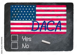 연방항소법원 “DACA는 불법” 1심 판결 유지 DACA concept using chalk on slate blackboard