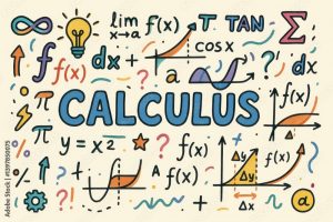 Colorful Hand-Drawn Calculus Doodles and Mathematical Symbols