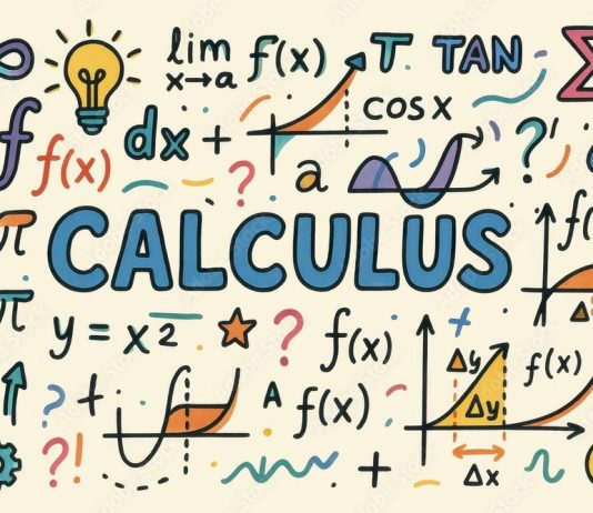 미국 수학 공부…”과목 점수보다 전체 경로가 더 중요” Colorful Hand-Drawn Calculus Doodles and Mathematical Symbols