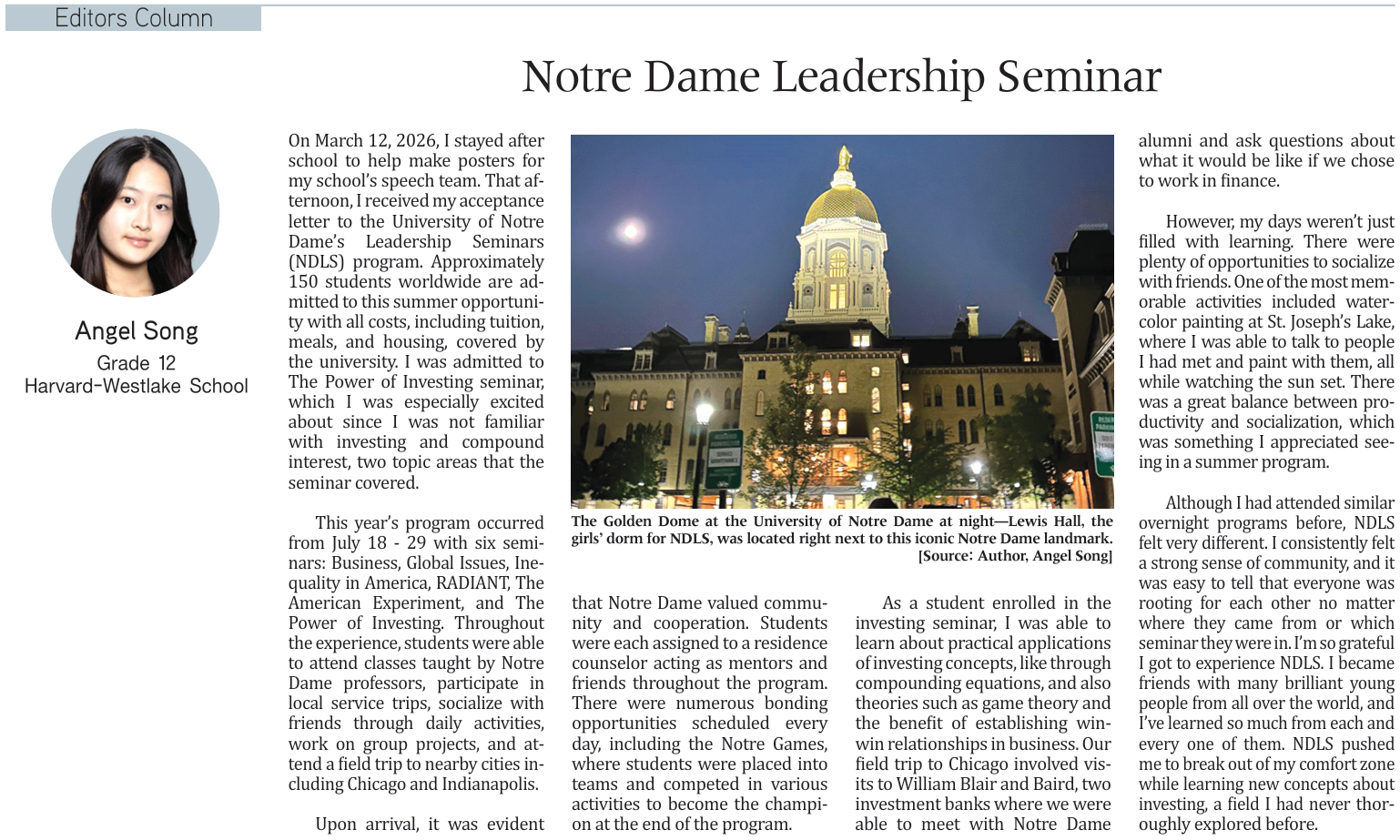 [JSR] Notre Dame Leadership Seminar (08/13/2026)